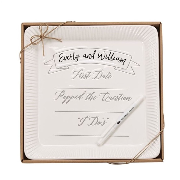 Mud Pie Personalized Wedding Plate ~ 11” Square - Picture 2 of 8